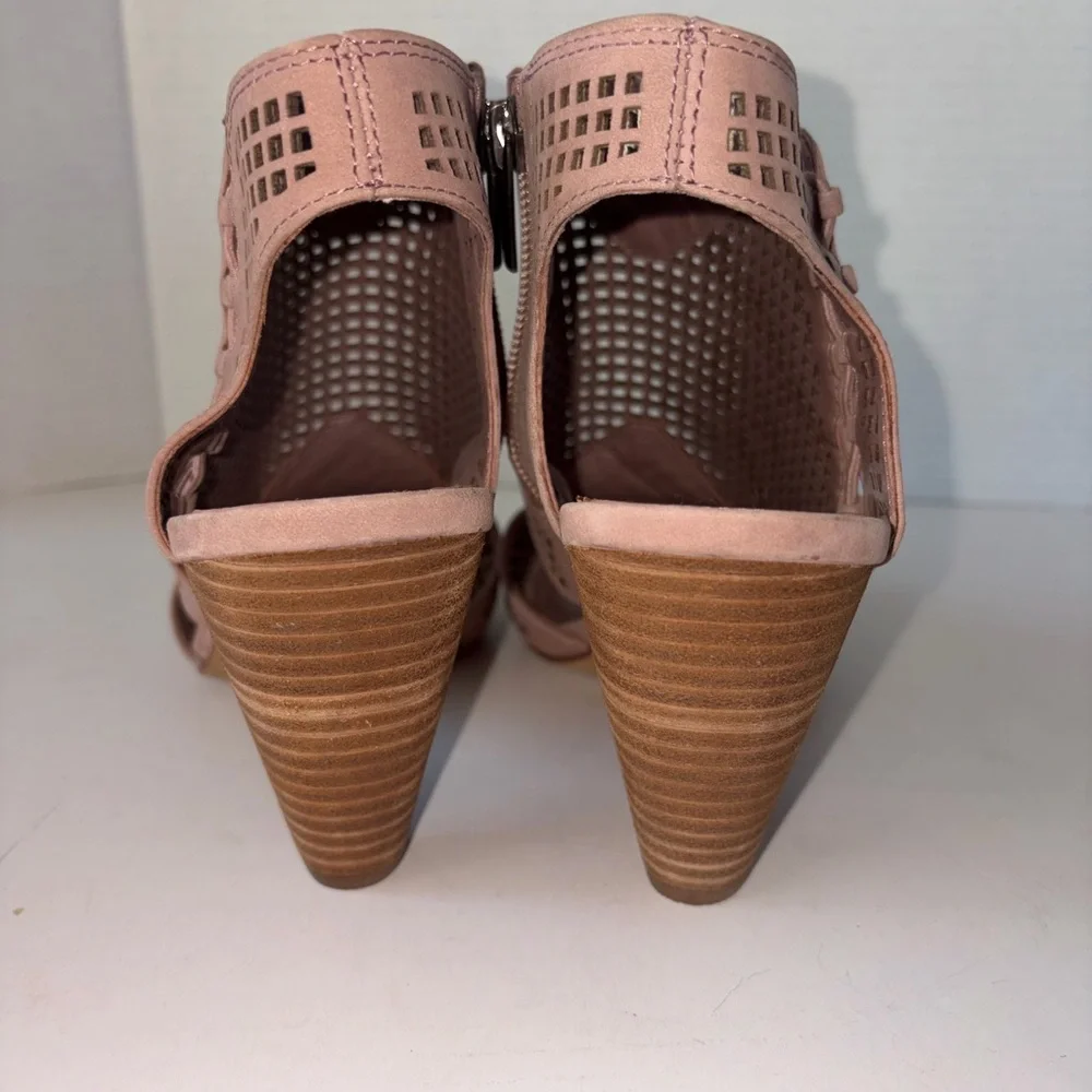 Vince Camuto leather woven cutout peep‎ toe ankle bootie